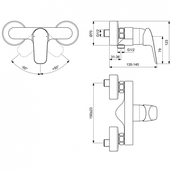 Смеситель для душа Ideal Standard Ceraflex B1720AA Смеситель для душа Ideal Standard Ceraflex B1720AA