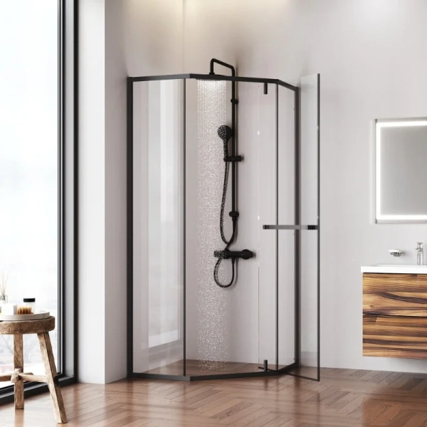 Душевой уголок (90х90) Am.Pm Gem W90G-405-9090-BT черный