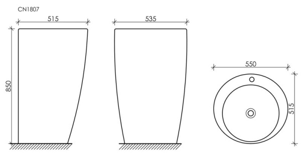 Раковина напольная (55х51,5) Ceramica Nova 850 CN1807