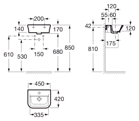 Раковина подвесная (45x42) Roca The Gap  327477000
