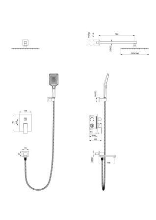Душевая система встраиваемая WONZON & WOGHAND CUBE, черный матовый WW-88939016-MB