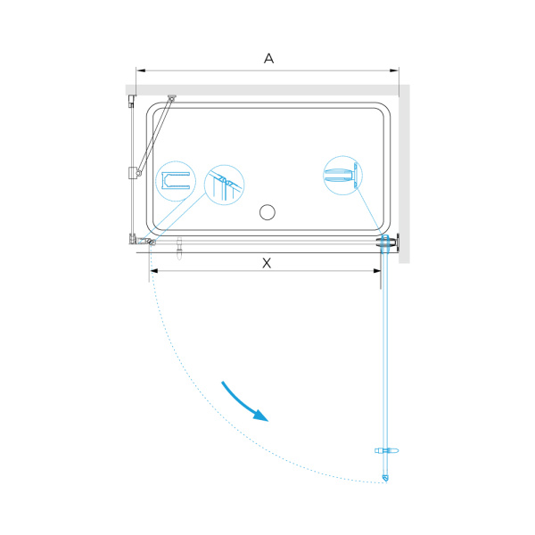 Душевой уголок (110х70) RGW Hotel HO-045 350604571-011 прозрачное