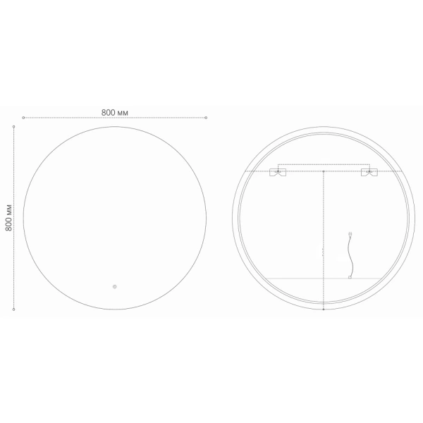Зеркало (80х80) Grossman COSMO-норма BLACK 1980802 LED с сенсорным выключателем и подогревом