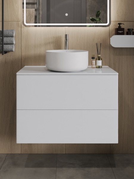 Тумба с раковиной подвесная 75 см, Orange Otto Ot-75TuMDF+B07-345W белый глянец