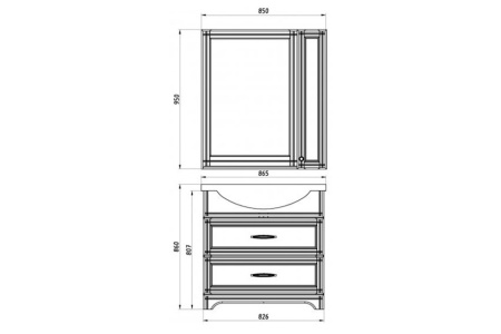 Зеркало-шкаф (85х95)  ASB-Woodline Берта 85 10122 (белый)