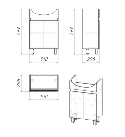 Тумба напольная Grossman ПОЛО-55 см 105501-1 дуб сонома/белая