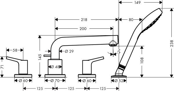 Смеситель на борт ванны Hansgrohe Talis S 72419000