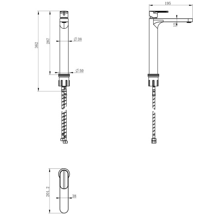 Смеситель для раковины высокий WONZON & WOGHAND, белый матовый WW-H1034-MW