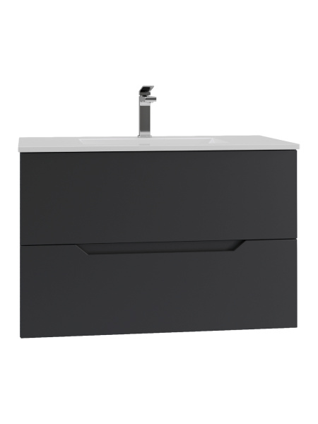 Тумба подвесная с раковиной Orange Line Li-80Tub+Ra черный матовый