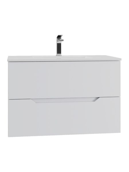 Тумба с раковиной подвесная Orange Line Li-80Tuw+Ra  белый матовый