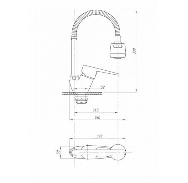 Смеситель для кухни FAUZT FZs-811-126 гибкий излив тип См-МОЦБА