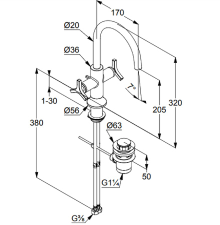 Смеситель для раковины Kludi Nova Fonte 201180539