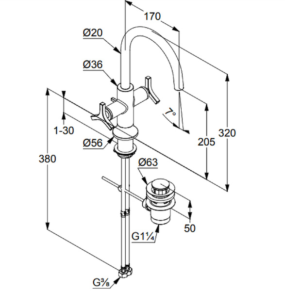 Смеситель для раковины Kludi Nova Fonte 201180539
