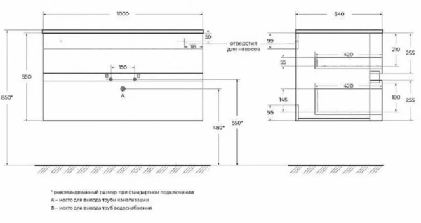 Тумба под раковину Cezares ELETTRA 55525 Bianco opaco