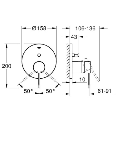 Смеситель для ванны Grohe Essence New 24167KF1 (черный матовый)