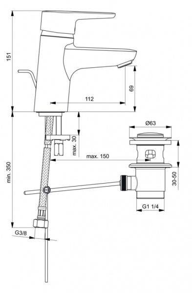 Смеситель для раковины Ideal Standard Connect Blue B9936AA