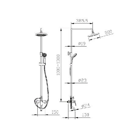 Душевая колонна Bravat Arden со смесителем для ванны и душа (F6351385CP-A1-RUS)