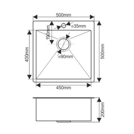 Кухонные мойки: (50х50х20) MELANA ProfLine D5050HG, золото