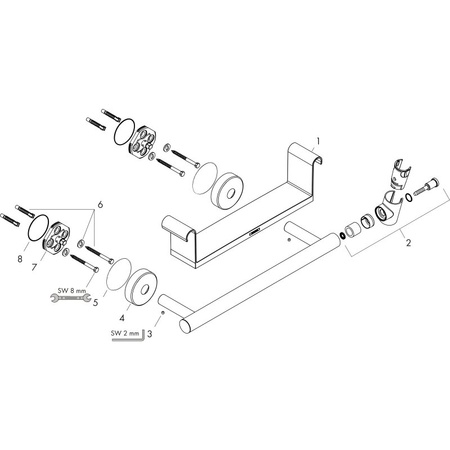 Поручень с полочкой и держателем для душа Hansgrohe Unica Comfort 26328400 белый/хром