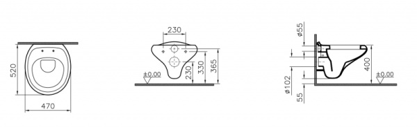 Унитаз подвесной (труба биде, смывное устройство белый) Vitra Istanbul 4254B003-0075
