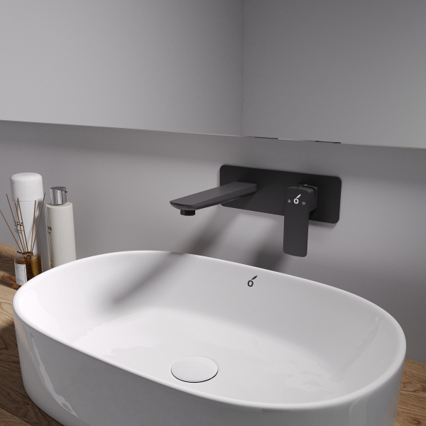 Смеситель для раковины скрытого монтажа Oliveeka OL-869003-MB, черный матовый