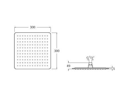 Верхний душ Roca Raindream (30x30) нержавеющая сталь 5B2750C00