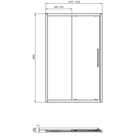 Реверсивная раздвижная панель-дверь Ideal Standard I.Life Sliding (130) T4947EO, хром
