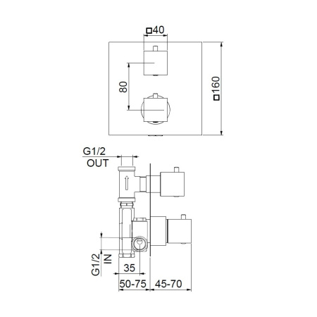 Смеситель для душа встраиваемый с термостатом Webert Pegaso PE970901015, хром