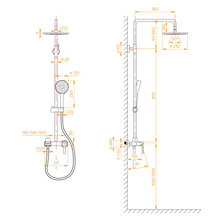 Душевая система с изливом RGW SP-31 51140131-01