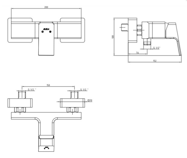 Смеситель для душа E.C.A. Tiera 102154024C1EX