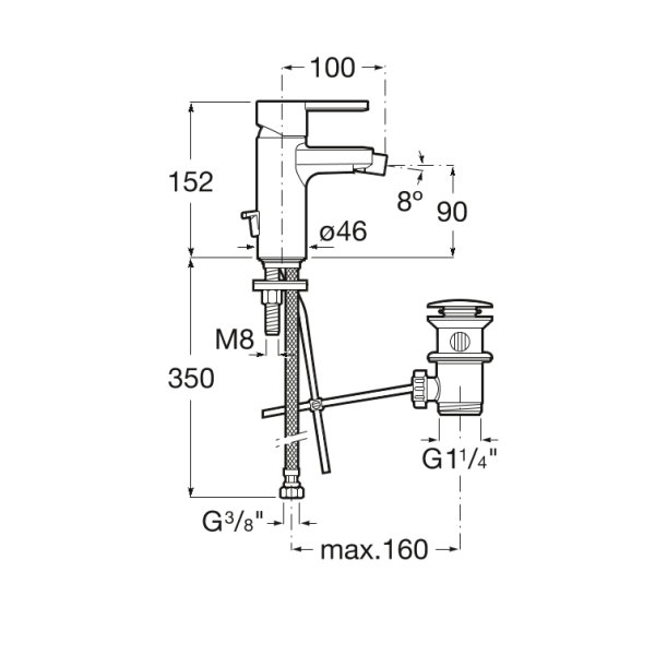 Смеситель для биде с донным клапаном Roca Naia  5A6096C00