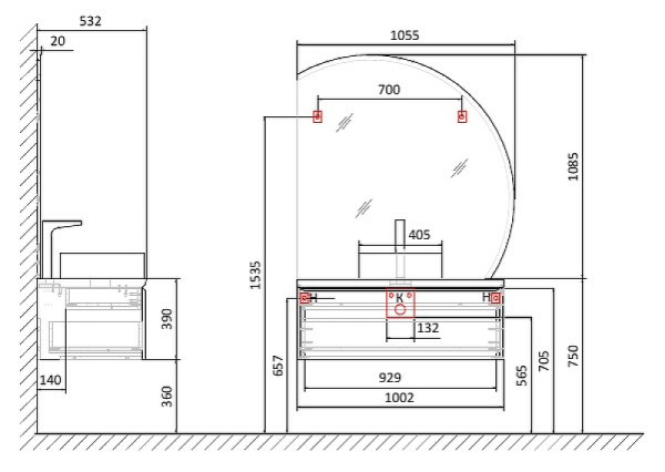 Зеркало Jorno Solis 106 SolN.02.106/W/JR