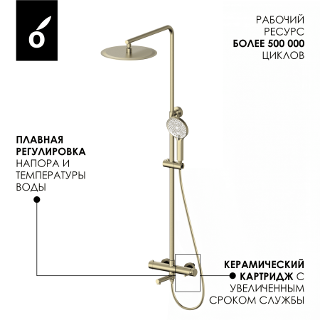 Душевая система с изливом Oliveeka OL-749017-BG матовое золото