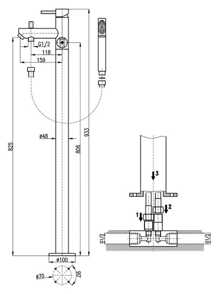 Смеситель напольный для ванны Rav Slezak Seina SE949.5Z