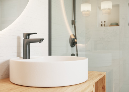 Смеситель для раковины без донного клапана CoolStart Hansgrohe Talis E 71714340 шлифованный черный хром