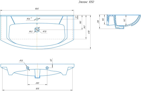Раковина встраиваемая Onika Элеганс 105 4620008197388