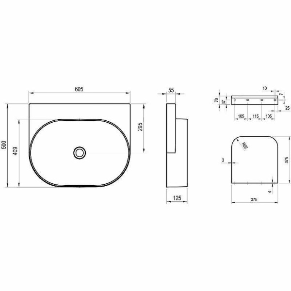 Раковина подвесная Ravak Yard 60 XJX01060000