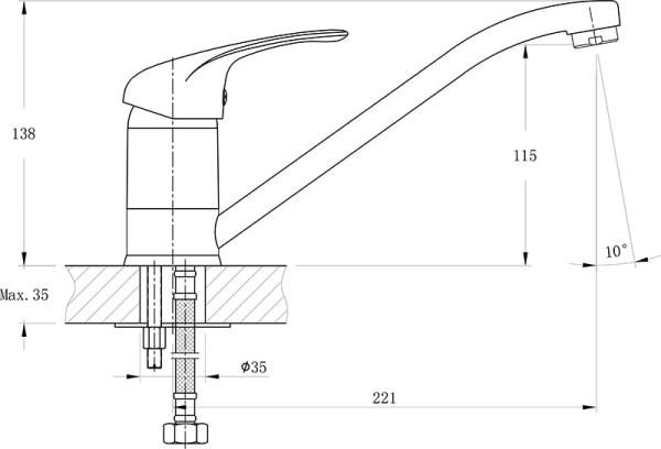 Смеситель для кухонной мойки RUSH Corsica CO4240-28