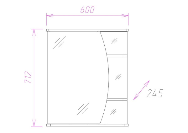 Зеркало-шкаф c подсветкой Onika Луна 60 (60x71,2) 206014
