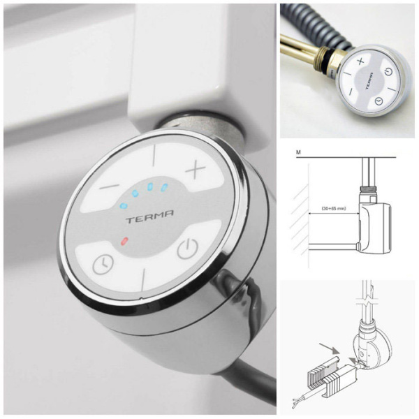 Электро-ТЭН MOA-800Вт (Хром) подключение с помощью кабеля/скрытое подключение