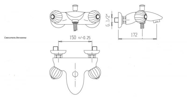 Смеситель для ванны Cezares Royal Palace ROYAL PALACE-V-01-MS