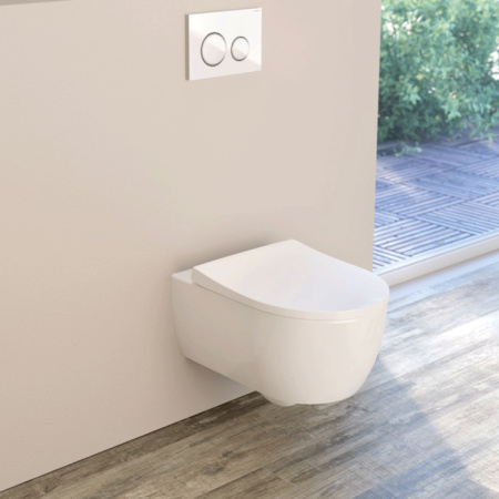 Унитаз с инсталляцией подвесной безободковый GEBERIT iCon 500.060.TC.I с горизонтальным выпуском