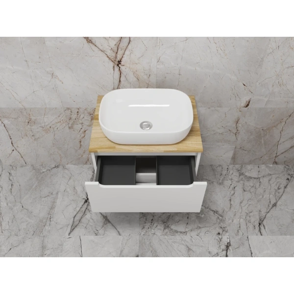 Тумба подвесная без раковины со столешницей 60 см Style Line Бали ЛС-00002337 белый матовый