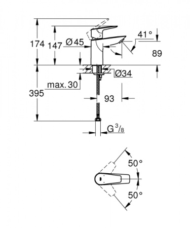 Смеситель для раковины Grohe BauEdge New 23330 001 (23330001) хром