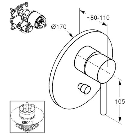 Встраиваемый смеситель для ванны Kludi Bozz 386500576