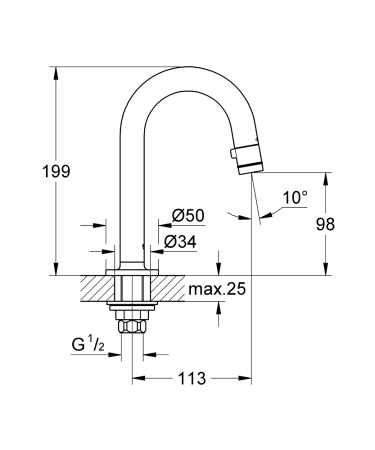 Универсальный вертикальный вентиль Grohe Universal 20201 000 (20201000)