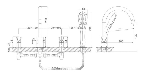 Смеситель для ванны D&K Hessen Grimm (DA1384901)