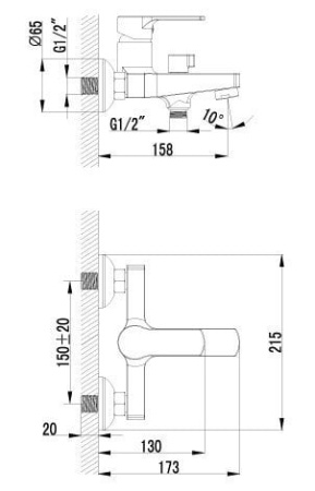 Смеситель для ванны Lemark Plus Grace (LM1512C)