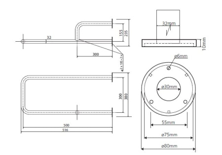 Поручень с полотенцедержателем 50 см, левый Bemeta Help 301112101