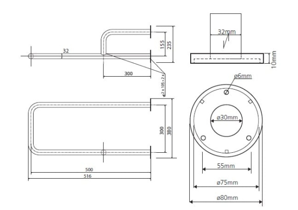 Поручень с полотенцедержателем 50 см, левый Bemeta Help 301112102